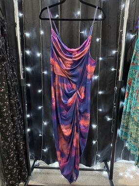 SHEIN Purple & Pink Cowl Neck Draped Maxi Slip Dress